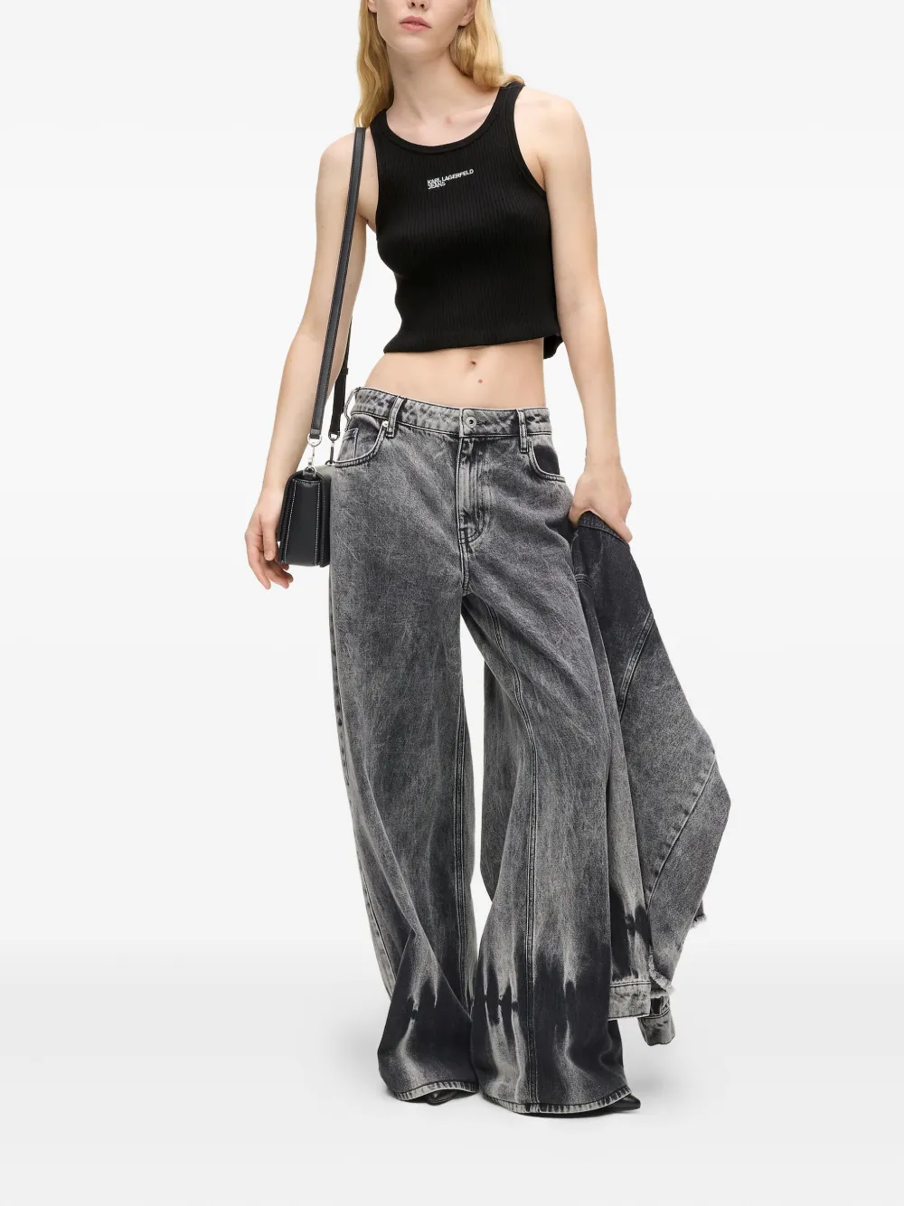 Karl Lagerfeld Jeans Geribbelde tanktop Zwart