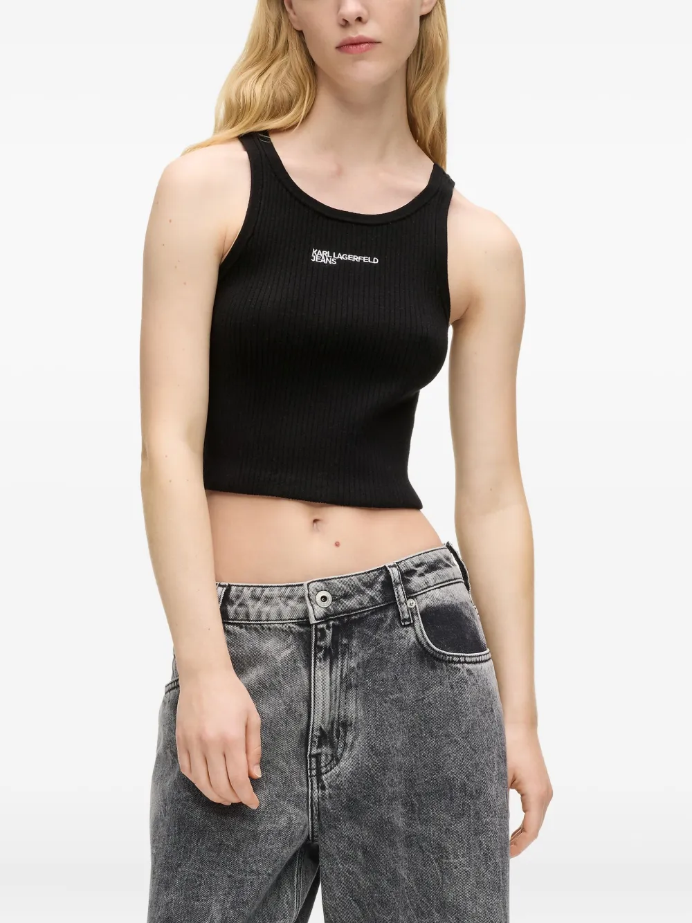 Karl Lagerfeld Jeans Geribbelde tanktop Zwart