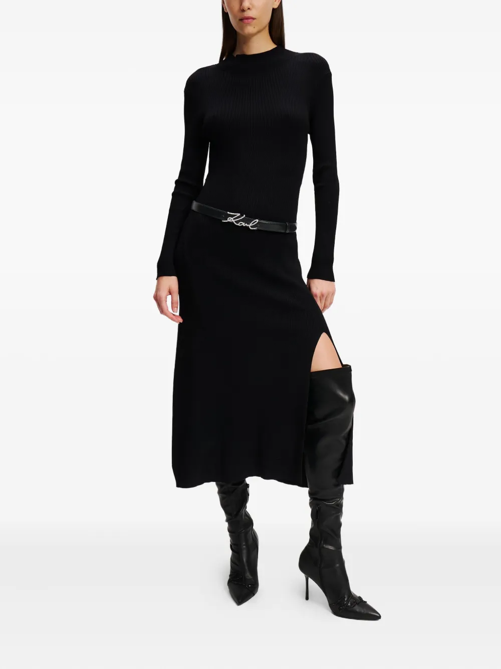 Karl Lagerfeld Logo-lettering Belt In Black