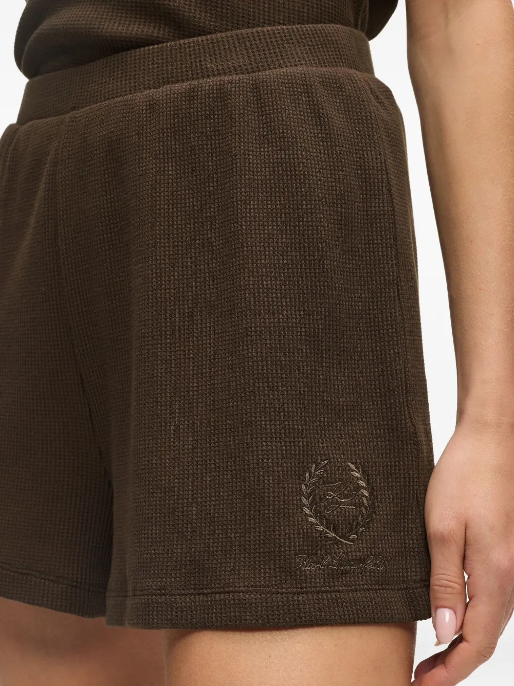 Karl Lagerfeld Crest-embroidered Shorts In Brown