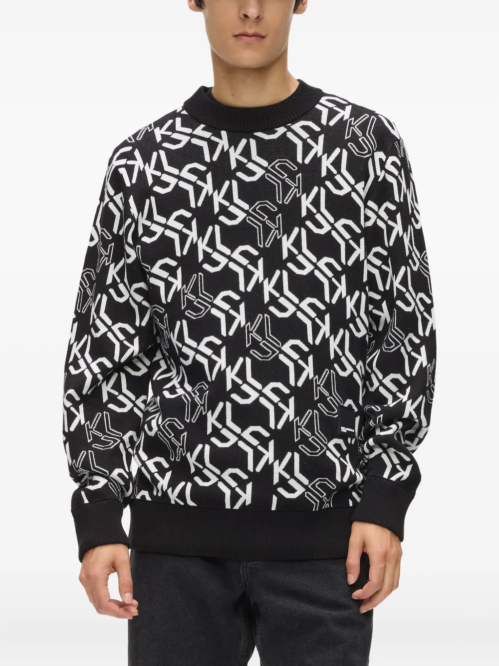 Karl Lagerfeld Jeans Trui met monogram Zwart