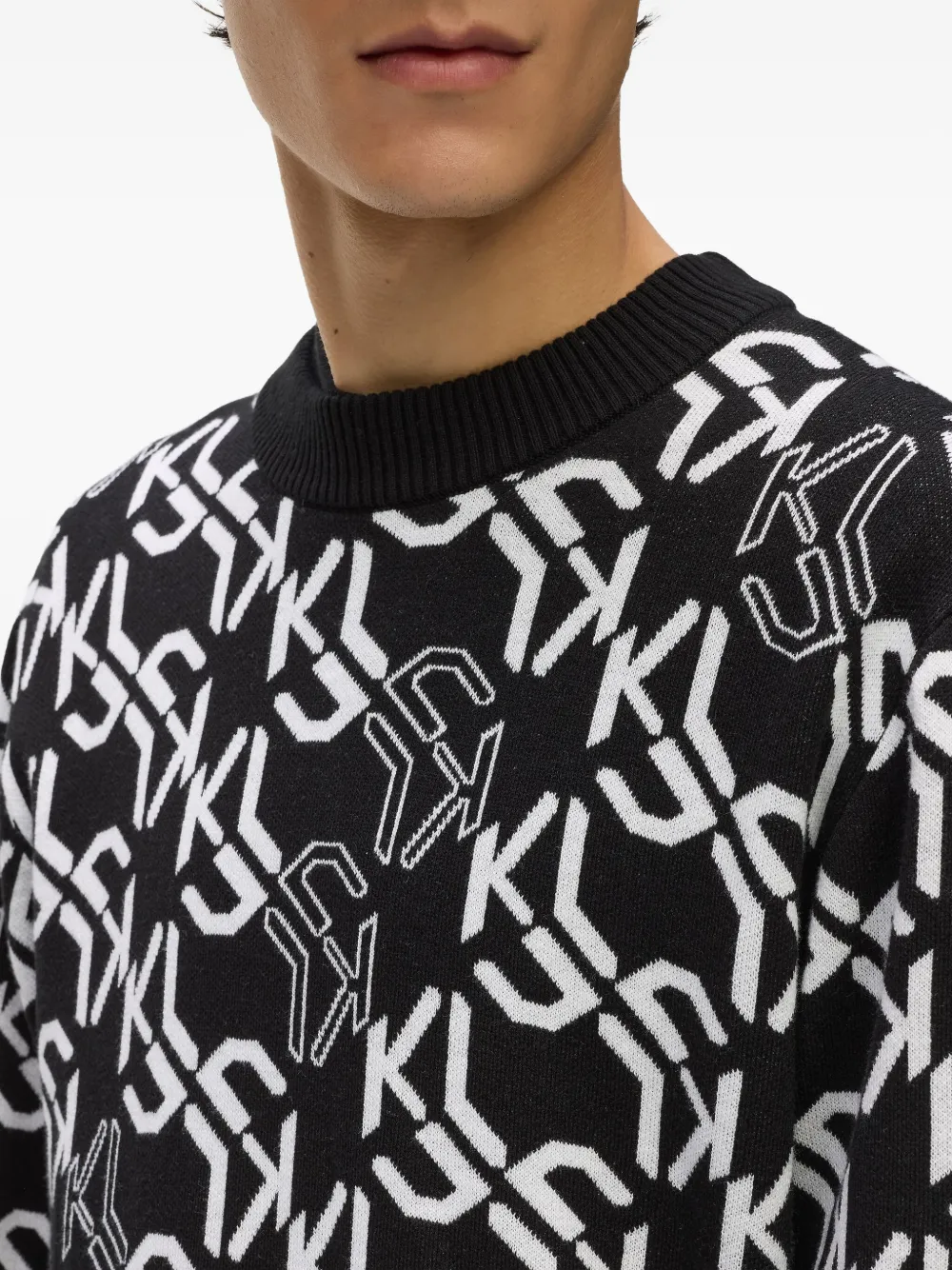 Karl Lagerfeld Jeans Trui met monogram Zwart