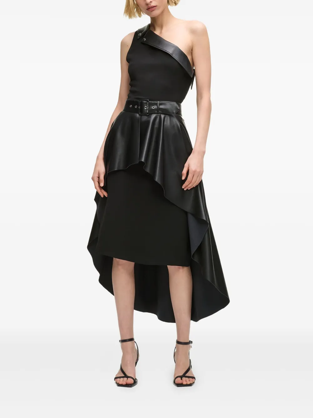 Karl Lagerfeld Asymmetrische jurk met ceintuur - Zwart