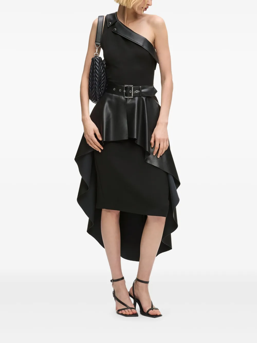 Karl Lagerfeld Asymmetrische jurk met ceintuur Zwart