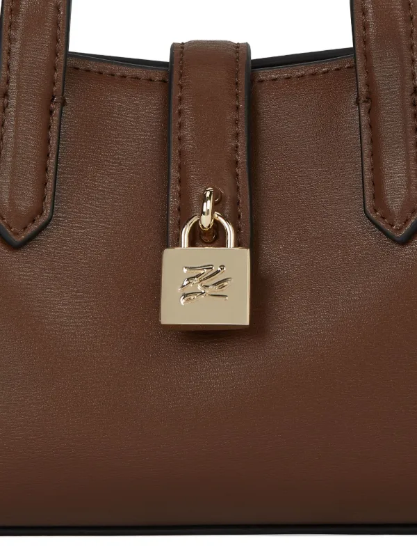 KARL LAGERFELD ブラウンレザー ビジネスバッグ Karl Lagerfeld K/Autograph Padlock Mini Bag | Brown | FARFETCH UZ