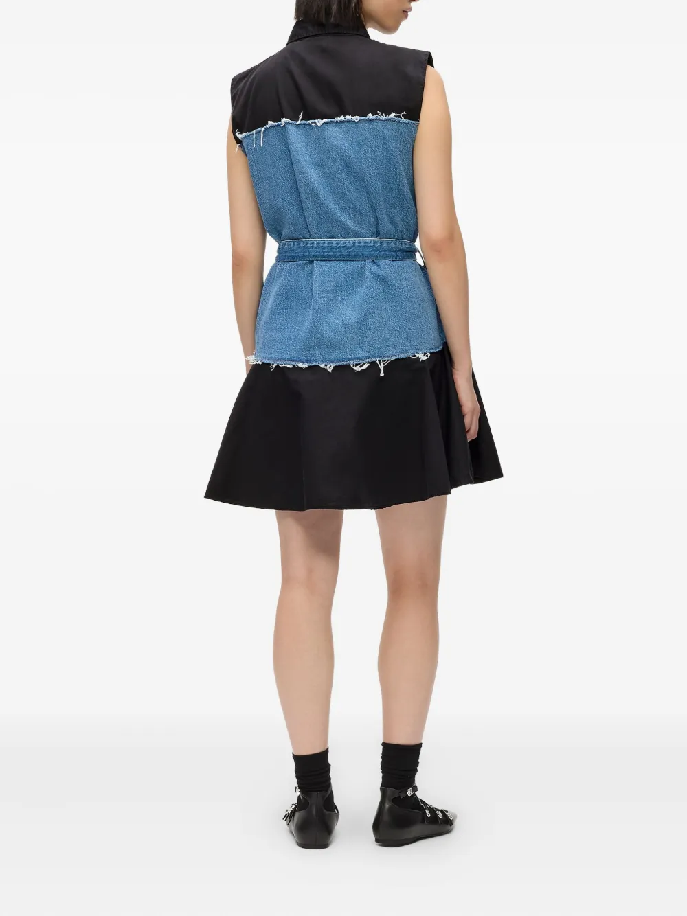 Karl Lagerfeld Jeans Mouwloze mini-jurk met denim vlakken Blauw