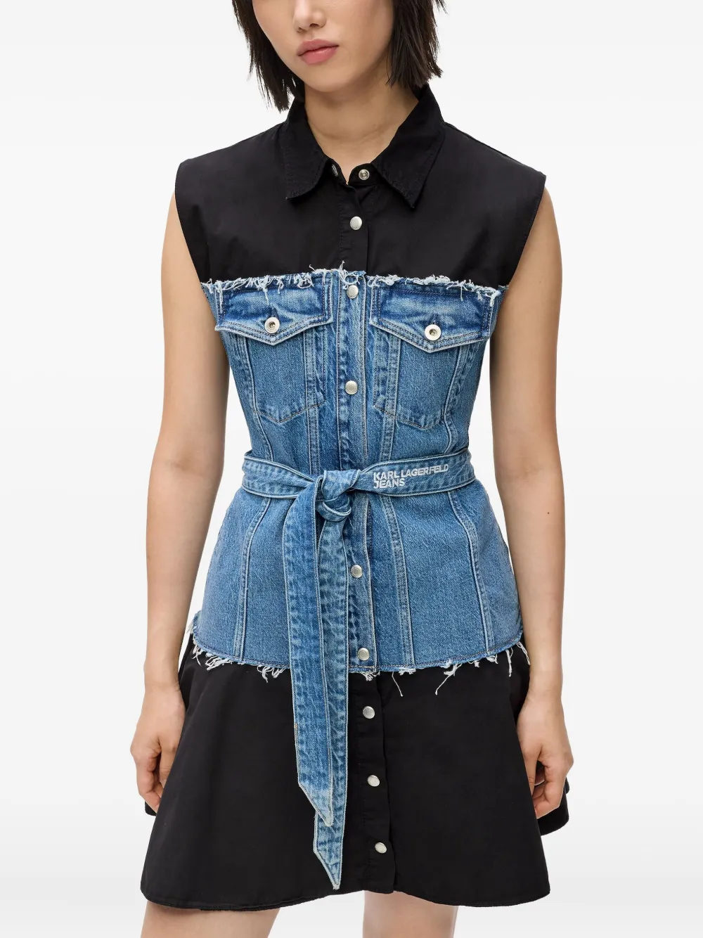 Karl Lagerfeld denim-panelled Sleeveless Mini Dress | Blue