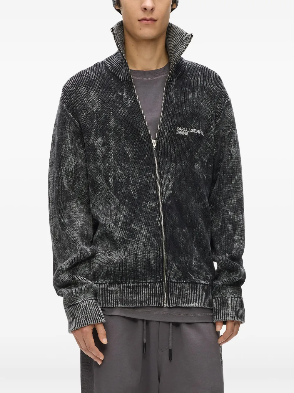 Karl Lagerfeld Jeans Vest met rits en verwassen effect Grijs