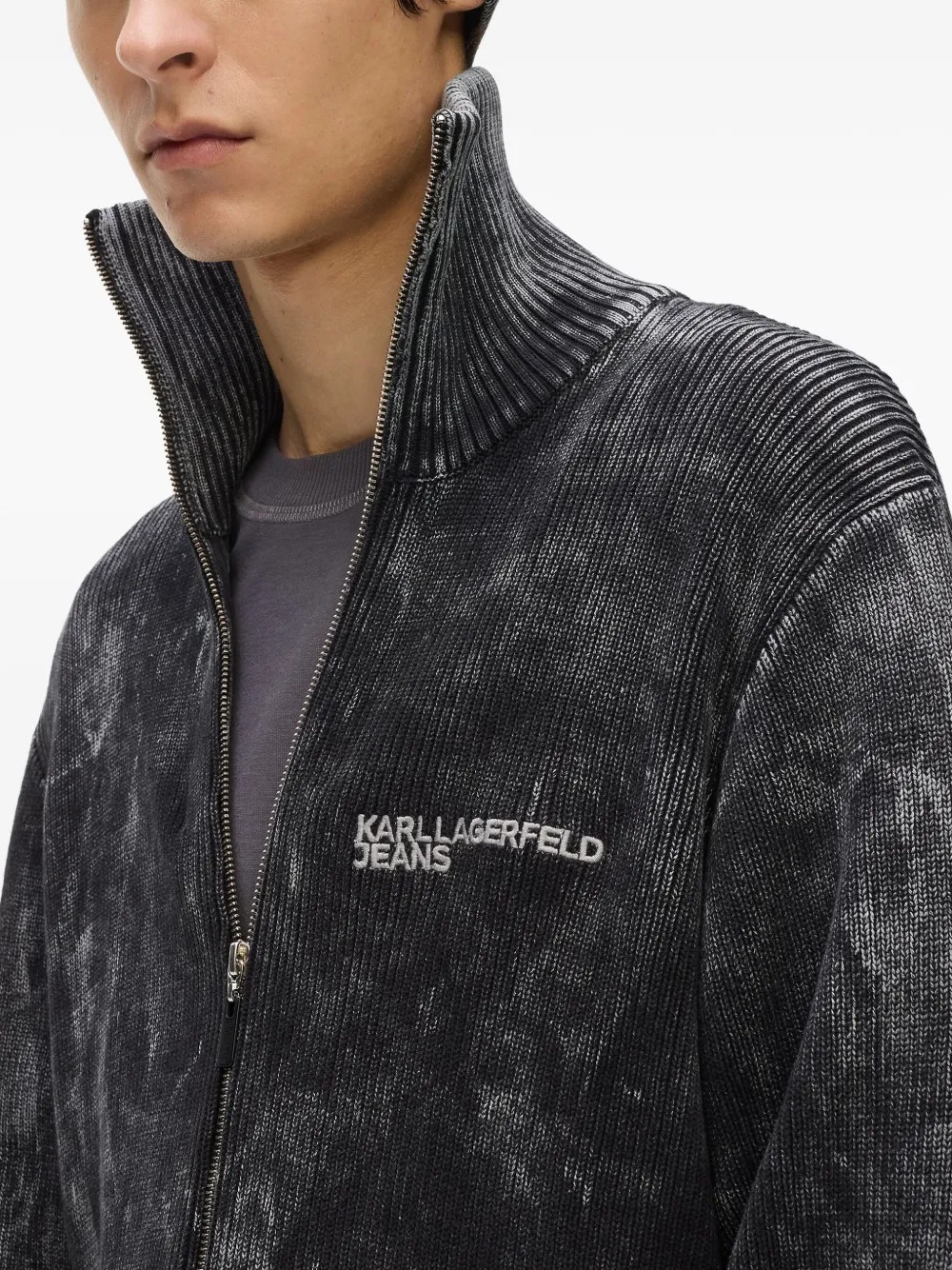 Karl Lagerfeld Jeans Vest met rits en verwassen effect Grijs