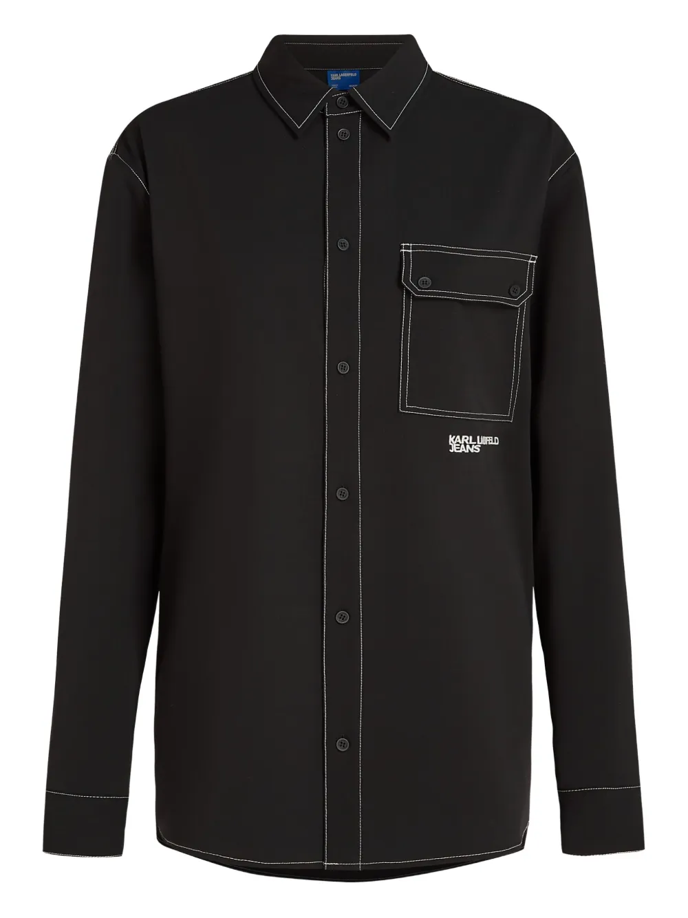 Karl Lagerfeld Jeans contrast-stitch long-sleeve shirt | Black | Image 1