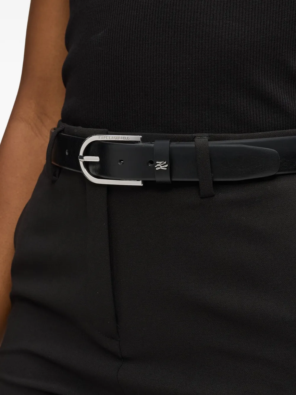Karl Lagerfeld Leather Belt In Black