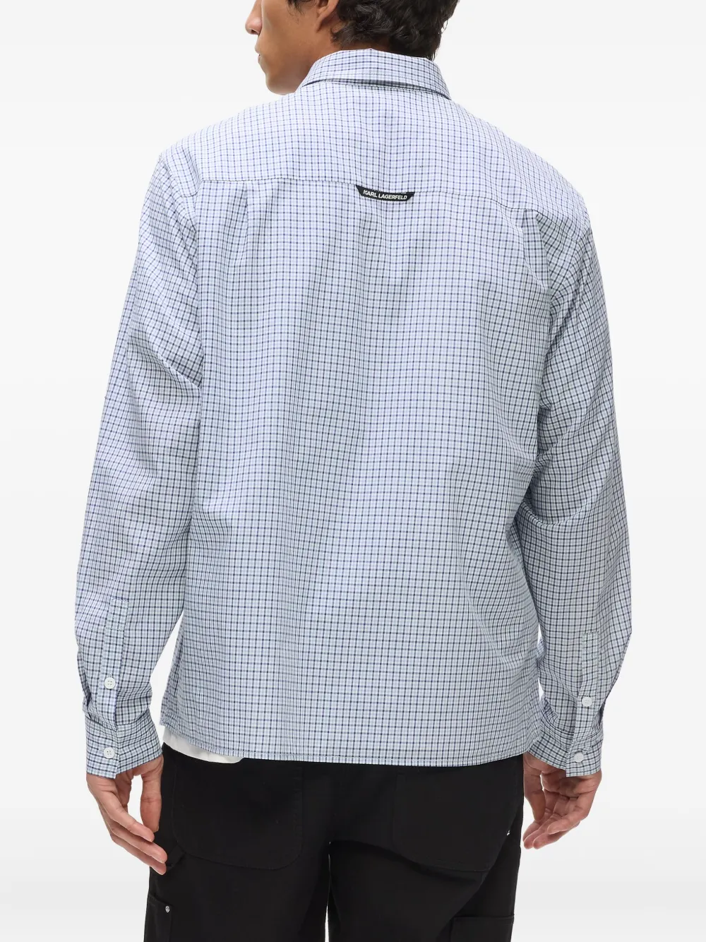 Karl Lagerfeld Ikon geruit overhemd Blauw