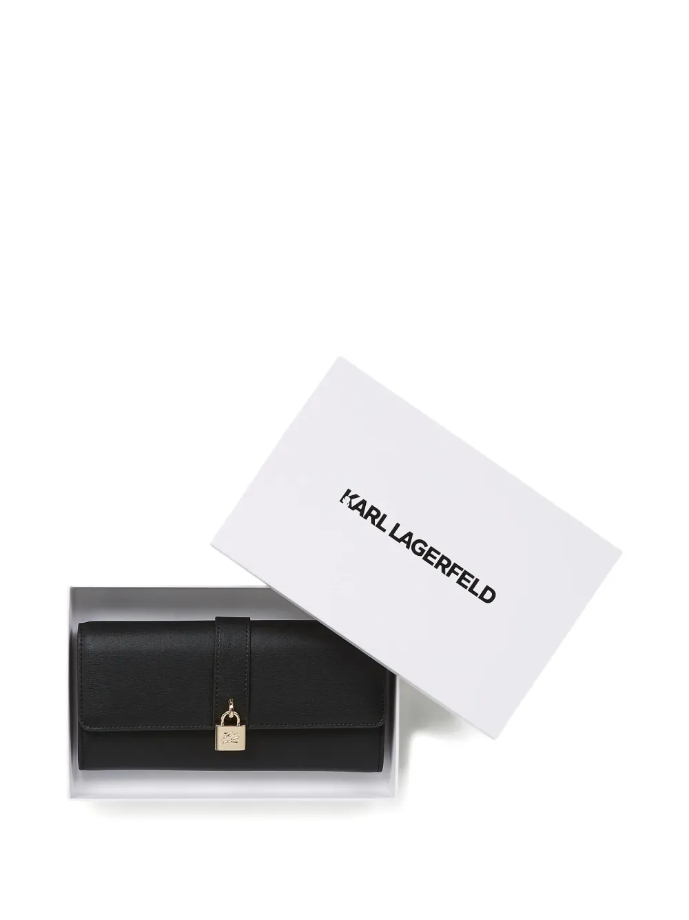 Karl Lagerfeld K/autograph Padlock Leather Wallet In Black