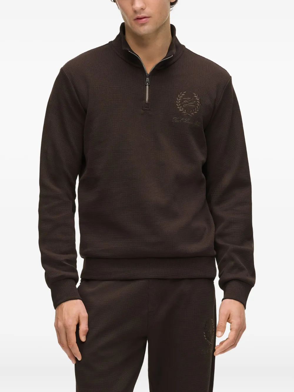 Karl Lagerfeld Sweater met geborduurd logo Bruin