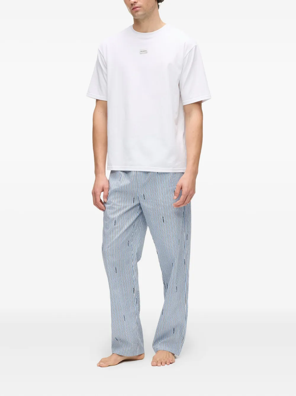 Karl Lagerfeld Gestreepte pyjama met logo Wit