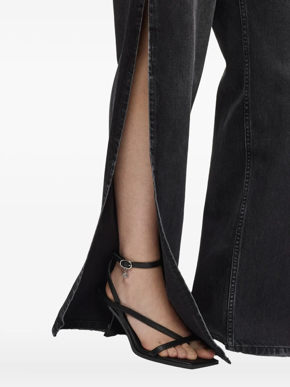 Karl Lagerfeld Jeans High waist jeans met split Zwart