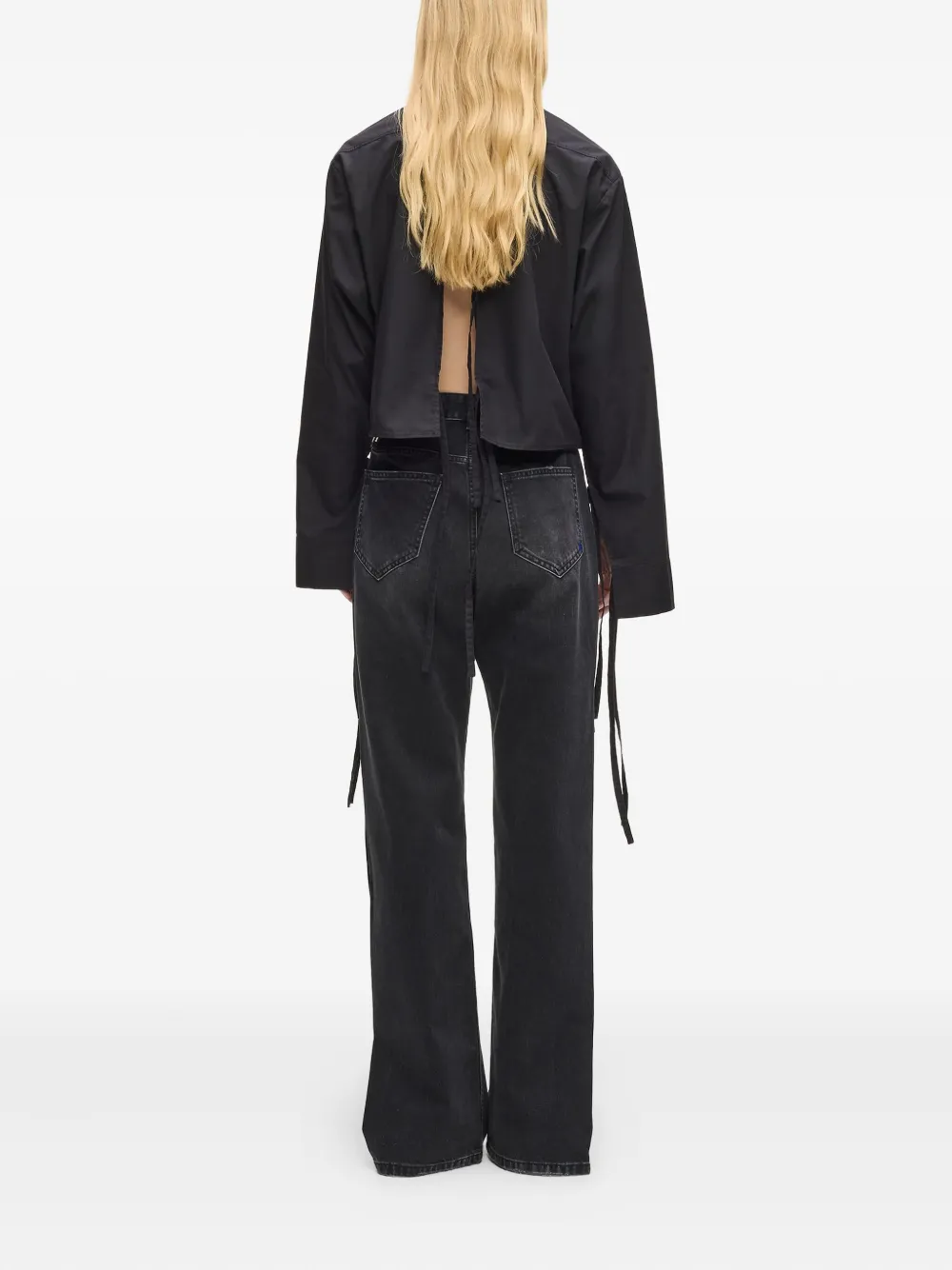 Karl Lagerfeld Jeans High waist jeans met split Zwart