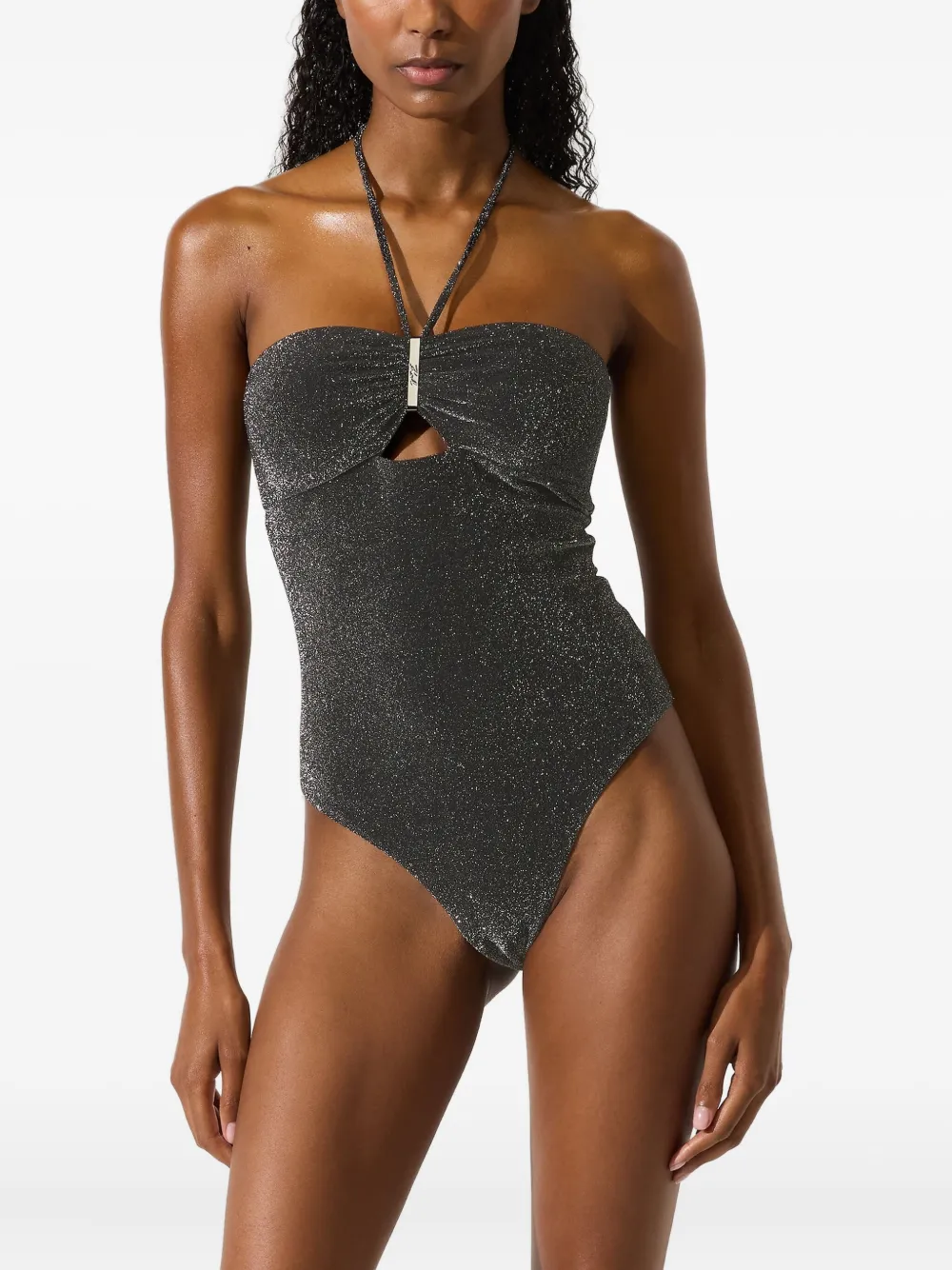 Karl Lagerfeld Badpak met logoplakkaat Zwart