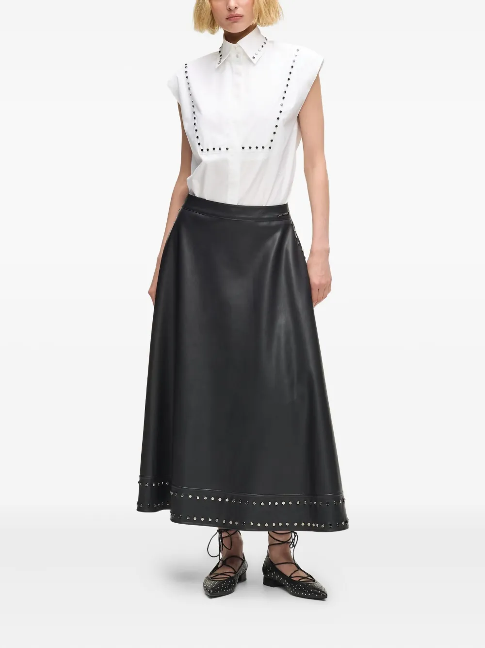 Karl Lagerfeld stud-embellished midi skirt | A-Line Skirts | Image 2