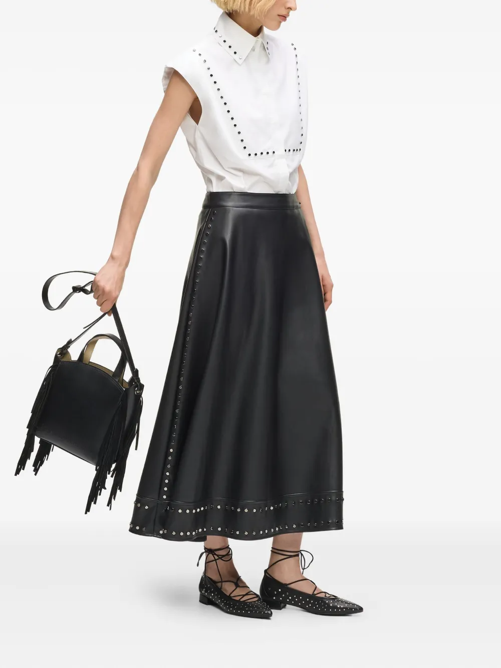 Karl Lagerfeld Rok verfraaid met studs Zwart