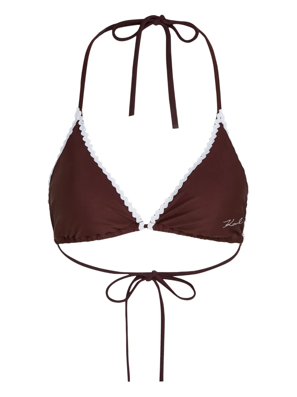 Karl Lagerfeld scallop-trim bikini top | Red | Image 1