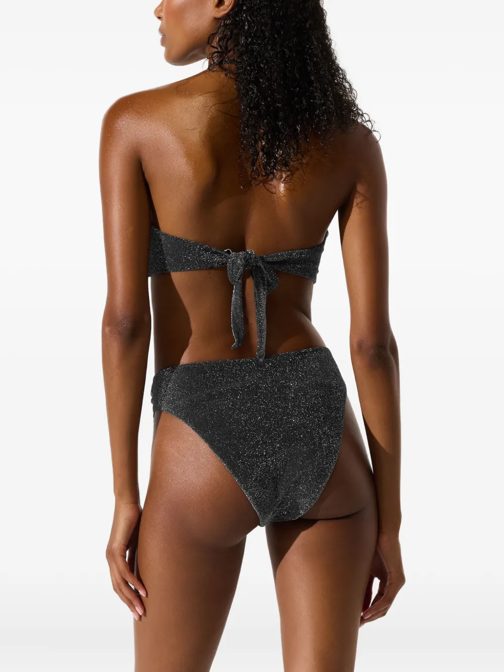 Karl Lagerfeld Metallic bandeau bikinitop Zwart