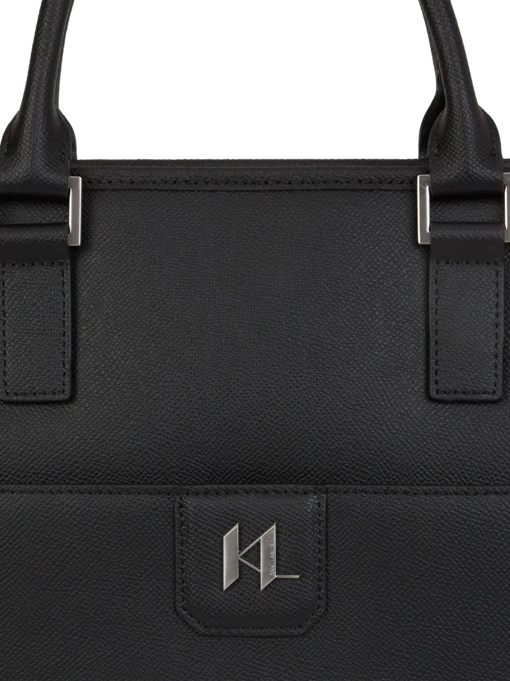 Karl Lagerfeld Leren shopper met monogram Zwart
