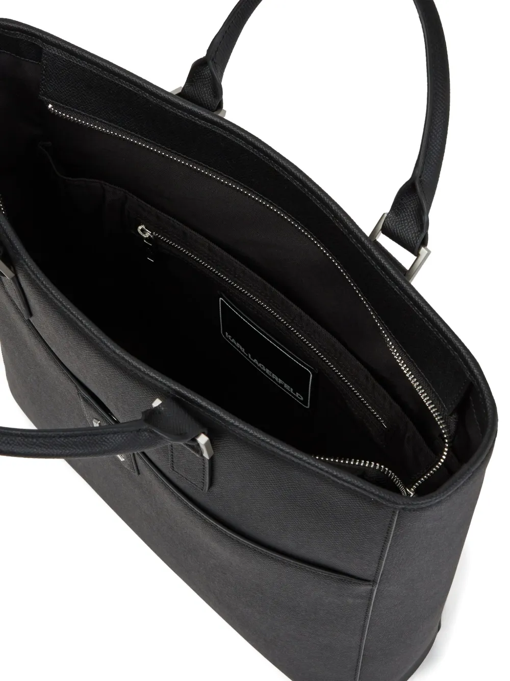 Karl Lagerfeld Leren shopper met monogram Zwart