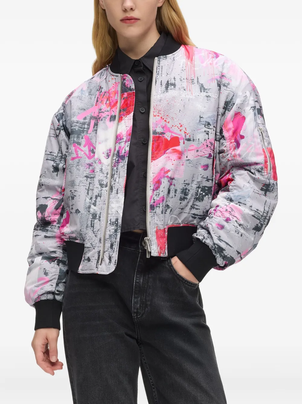 Karl Lagerfeld Jeans Bomberjack met print Grijs