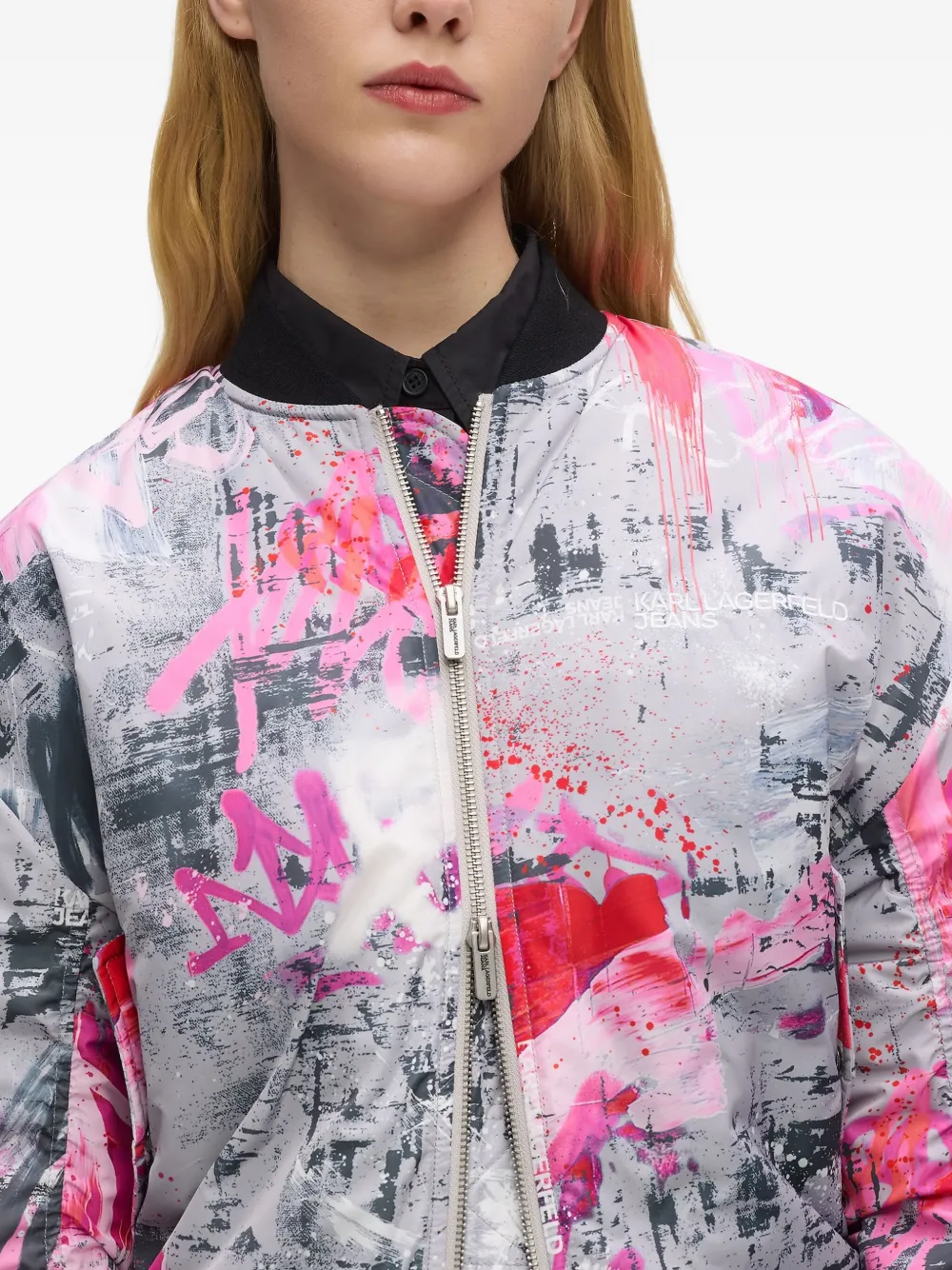 Karl Lagerfeld Jeans Bomberjack met print Grijs