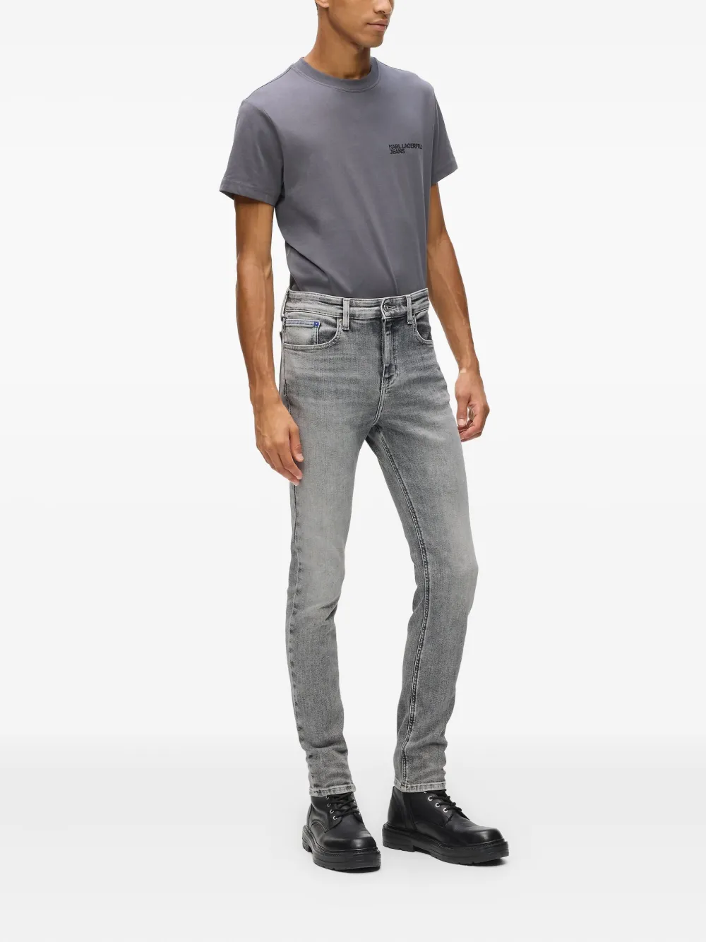 Karl Lagerfeld Jeans Skinny jeans met knoopsluiting Grijs