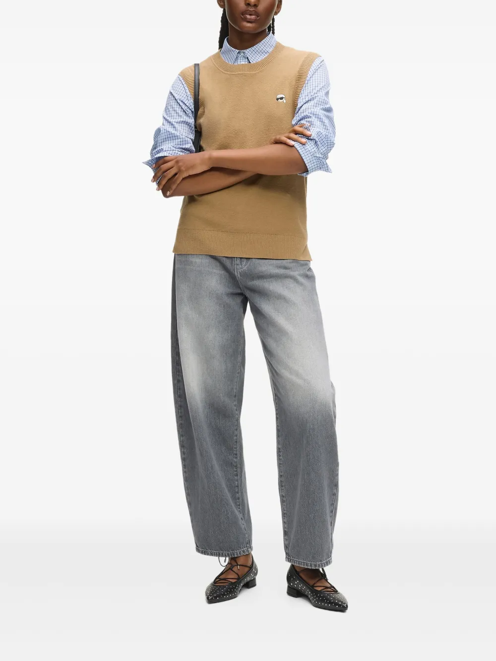 Karl Lagerfeld Vest met logo-applicatie Beige