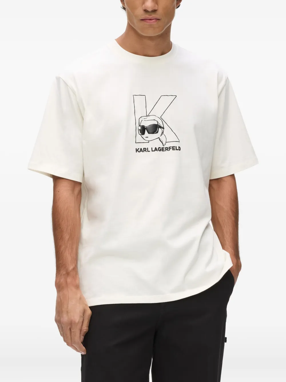 Karl Lagerfeld Ikon K-initial T-shirt Wit