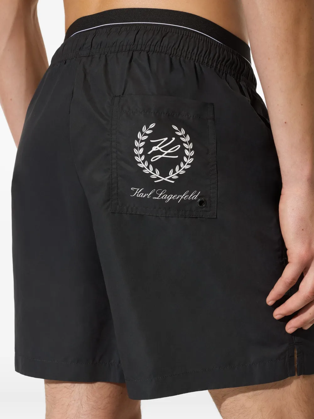 Karl Lagerfeld Zwembroek met dubbele tailleband Zwart