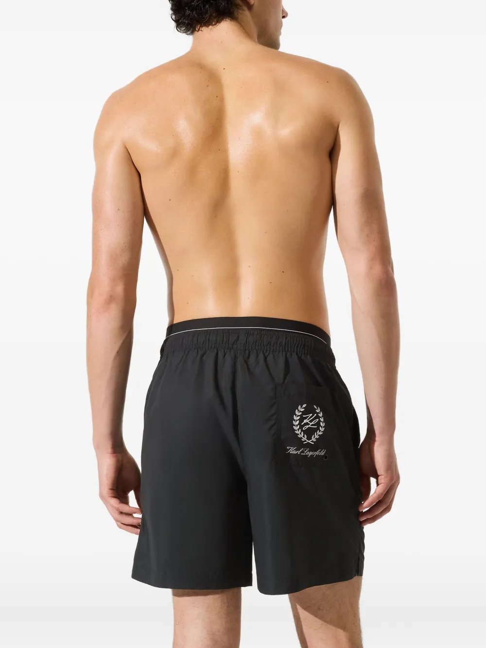 Karl Lagerfeld Zwembroek met dubbele tailleband Zwart