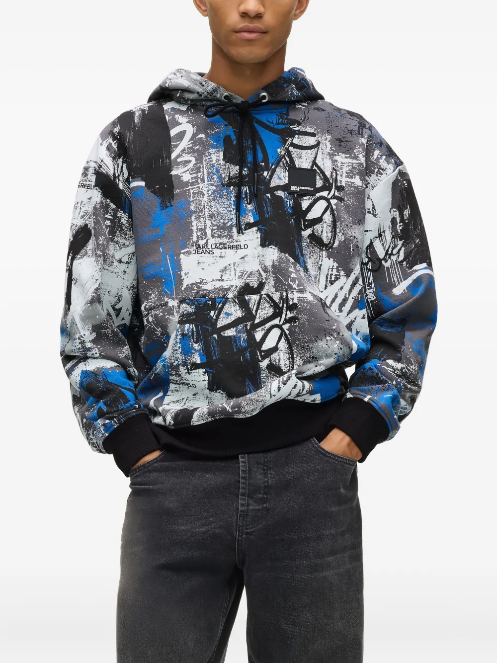 Karl Lagerfeld Jeans Hoodie met abstracte print Grijs