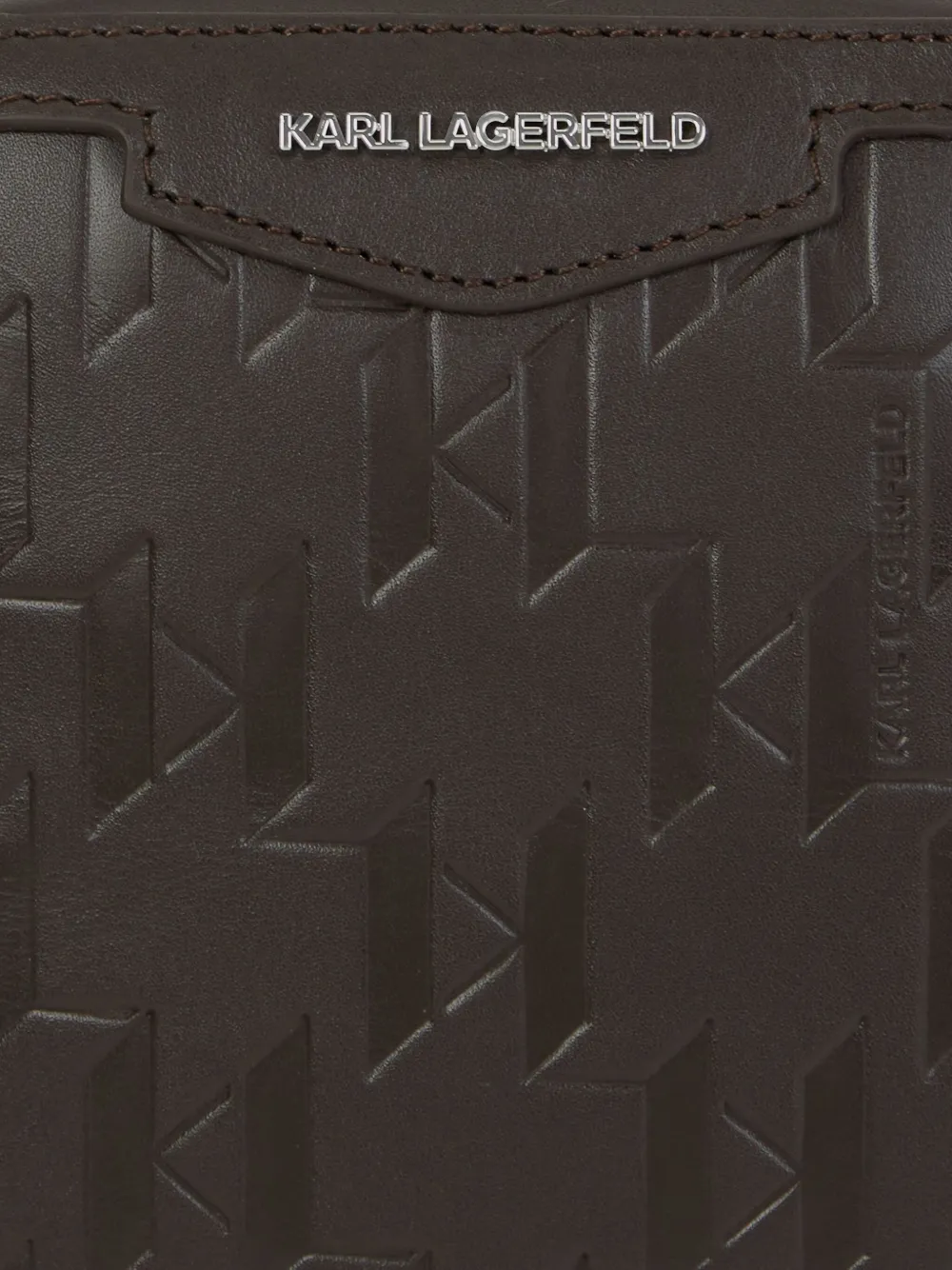 Karl Lagerfeld Loom leren tas met reliëf Bruin
