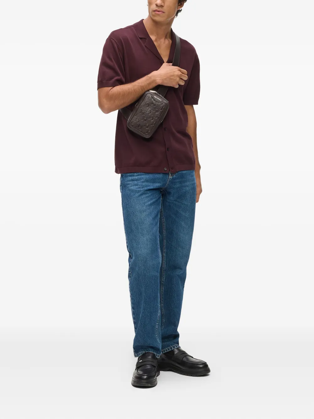 Karl Lagerfeld Loom leren tas met reliëf - Bruin