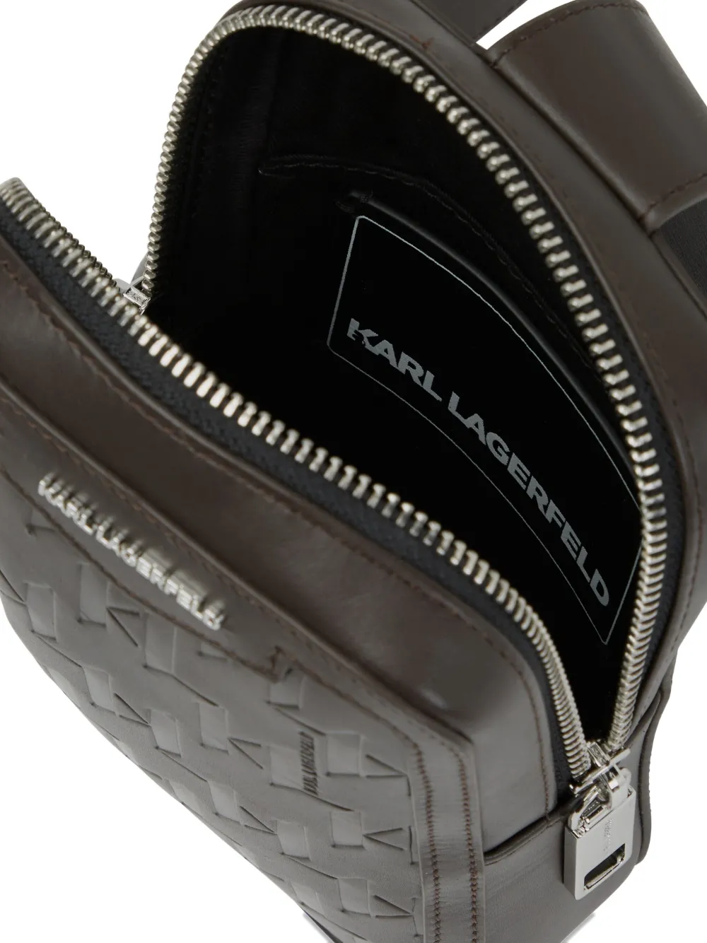 Karl Lagerfeld Loom leren tas met reliëf Bruin