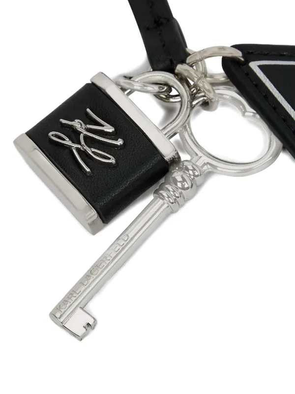 Karl Lagerfeld logo-print Keyring | Black | FARFETCH