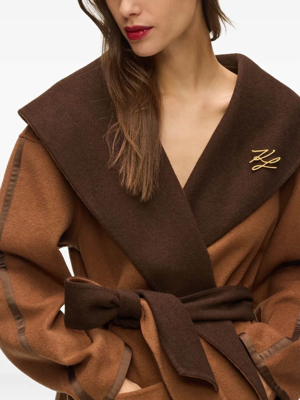Karl Lagerfeld Mantel met ceintuur Bruin