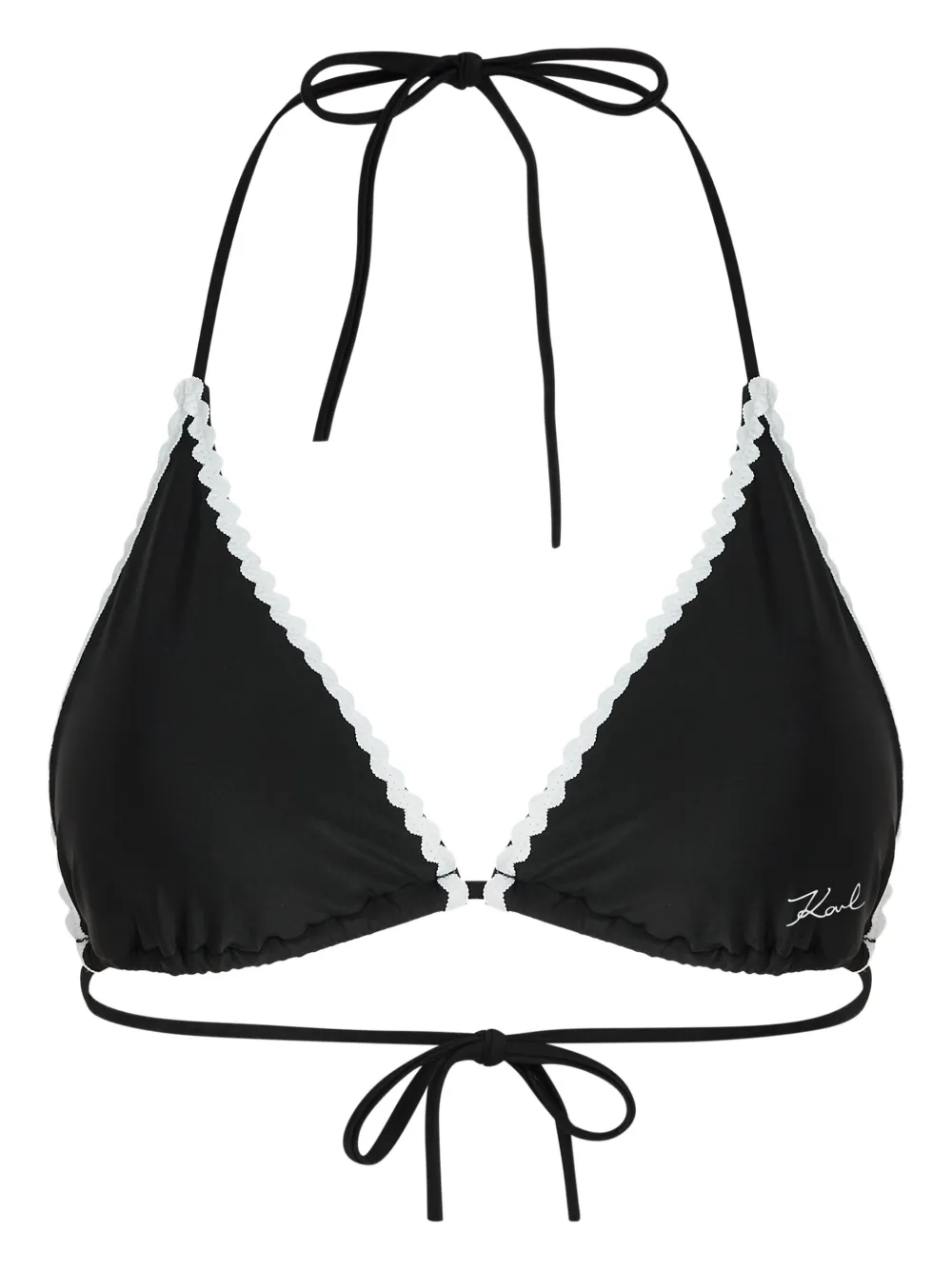 Karl Lagerfeld scallop-trim bikini top | Black | Image 1