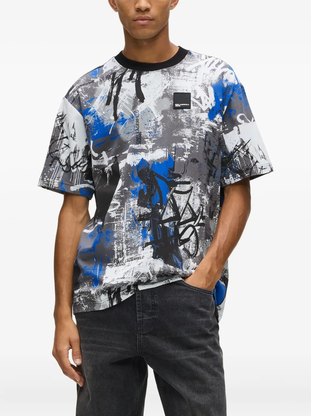 Karl Lagerfeld Jeans T-shirt met abstracte print Grijs