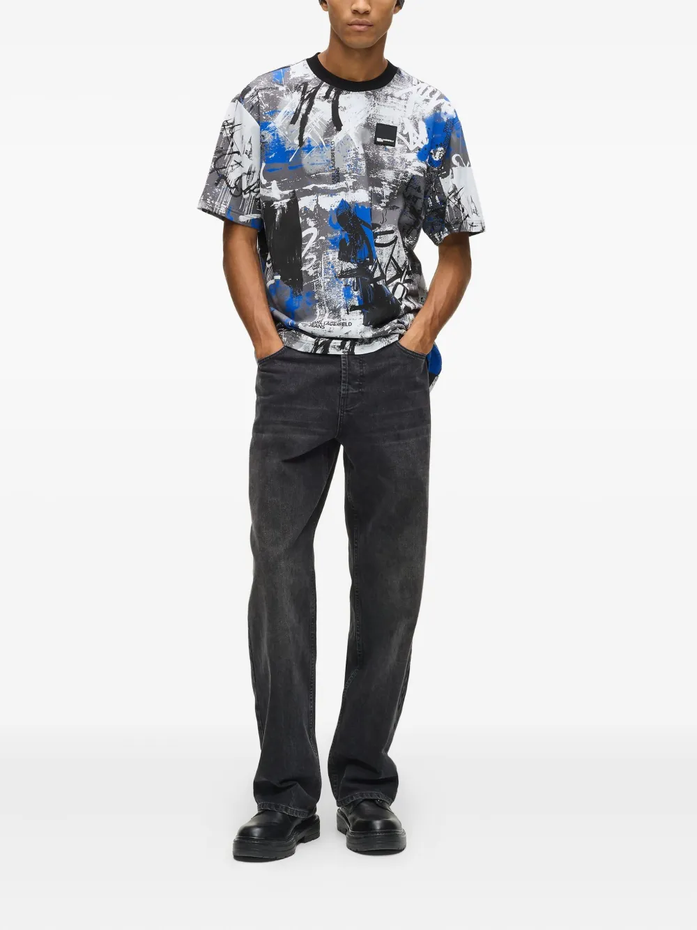 Karl Lagerfeld Jeans T-shirt met abstracte print - Grijs