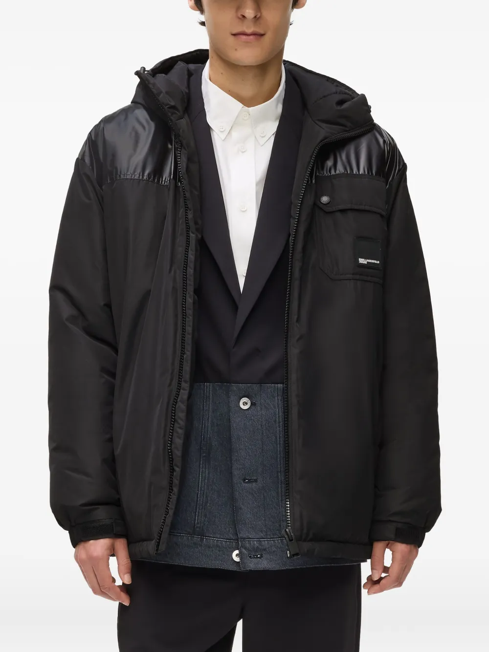 Karl Lagerfeld Jeans Jack met logopatch Zwart