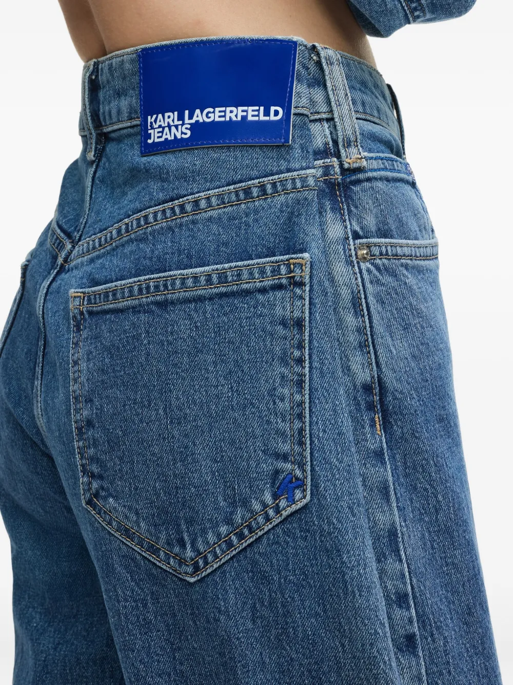 Karl Lagerfeld Jeans Logo-patch Straight Jeans In Blue