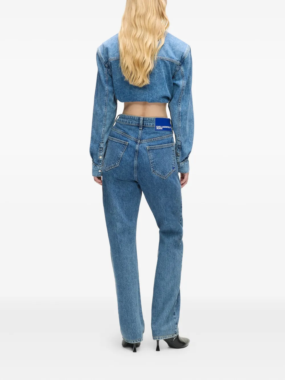 Karl Lagerfeld Jeans Logo-patch Straight Jeans In Blue