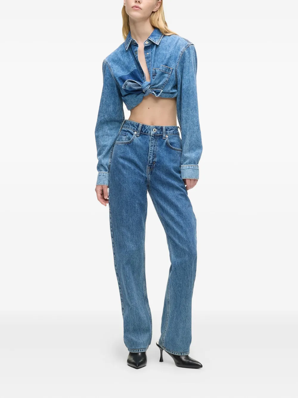 Karl Lagerfeld Jeans Straight jeans met logopatch - Blauw