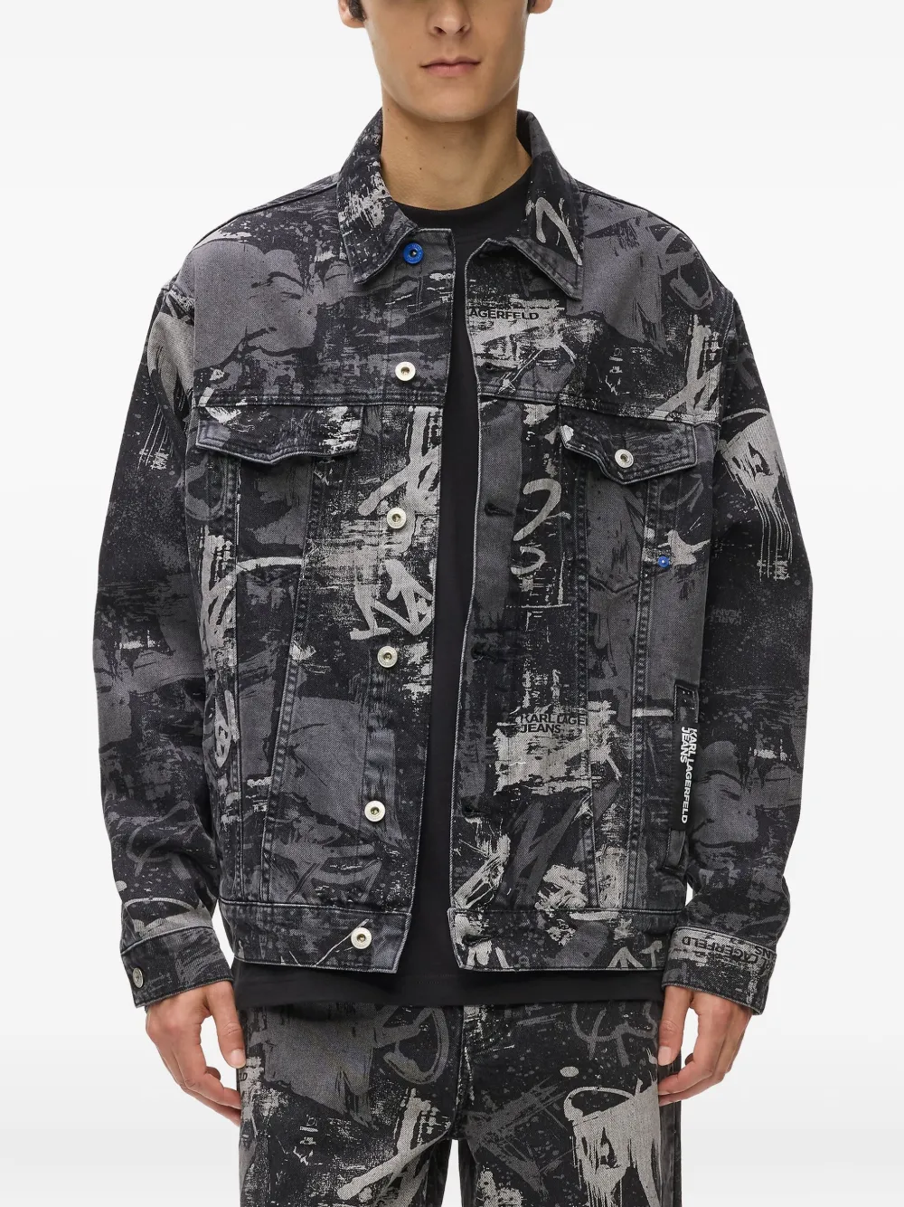 Karl Lagerfeld Jeans Denim jack met all-over print Grijs