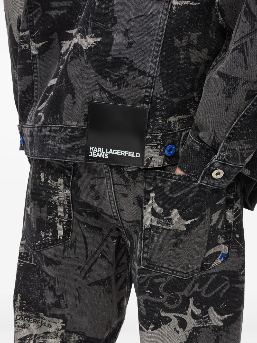 Karl Lagerfeld Jeans Denim jack met all-over print Grijs